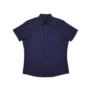 Marc Anthony Short Sleeve Button Down Shirt - Navy Blue